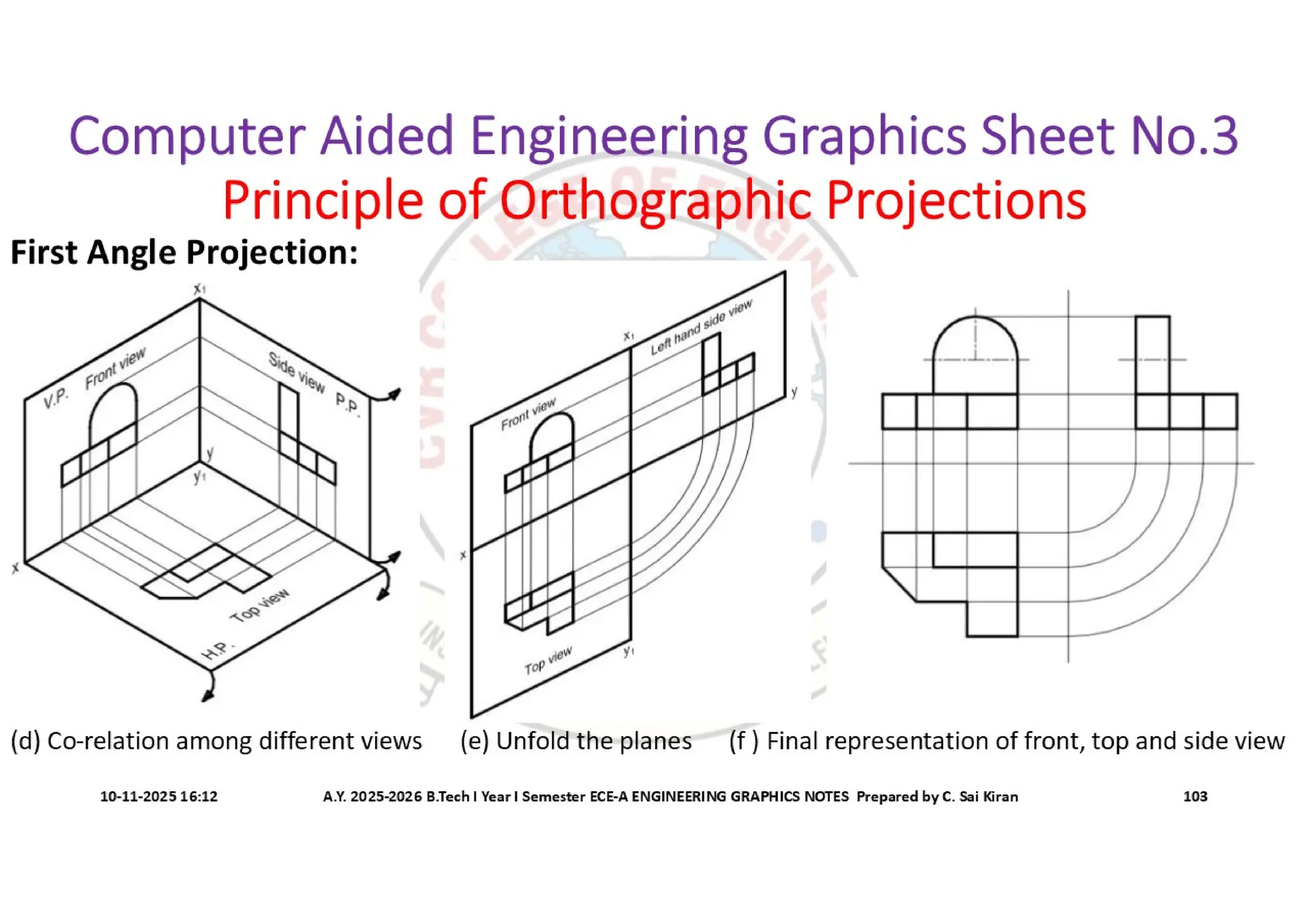 Computer Aided Engineering Graphics Notes till Mid-I Syllabus