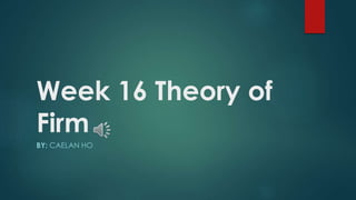 Week 16 Theory of
Firm
BY: CAELAN HO
 