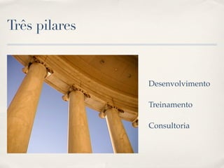 Três pilares



               Desenvolvimento

               Treinamento

               Consultoria
 
