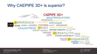 Why CAEPIPE 3D+ is superior?
SST Systems, Inc.
1798 Technology Drive, Suite 236
San Jose, CA 95110 USA
Phone: +1 (408) 452-8111
Fax: +1 (408) 452-8388
Visit: sstusa.com
Pipe Stress Analysis Software - CAEPIPE
Pipe Stress professionals’ choice of software
DETAILS | DOWNLOADS | LINKS
Give it a try !!
 