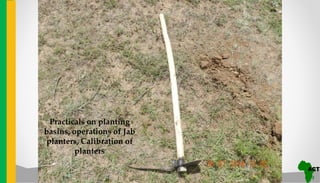 Realizing sustainable agricultural mechanisation
Practicals on planting
basins, operations of Jab
planters, Calibration of
planters
 