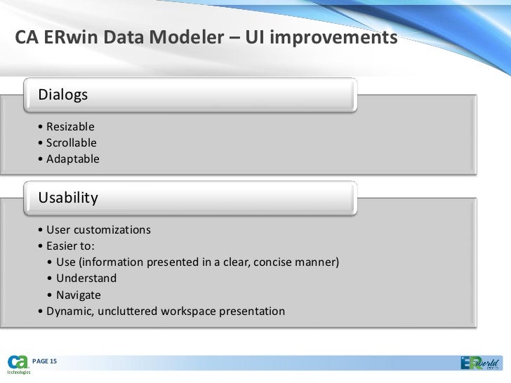 ca erwin data modeler requirements