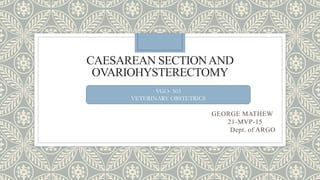 CAESAREAN SECTIONAND
OVARIOHYSTERECTOMY
GEORGE MATHEW
21-MVP-15
Dept. of ARGO
VGO- 503
VETERINARY OBSTETRICS
 