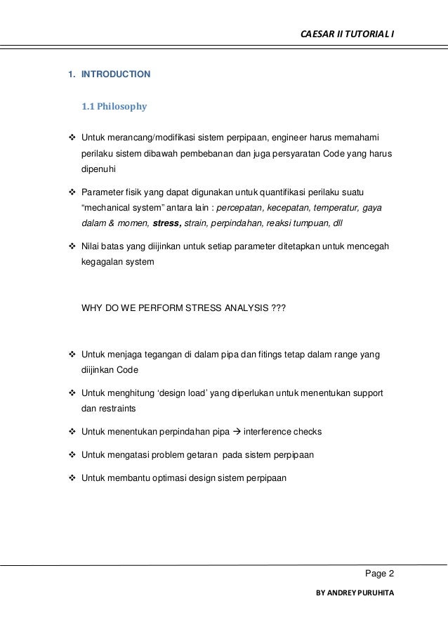Caesar Ii Pipe Stress Analysis Bahasa Melayu