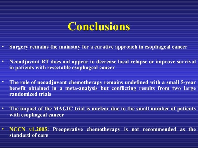 Neoadjuvant therapy for esophageal cancer
