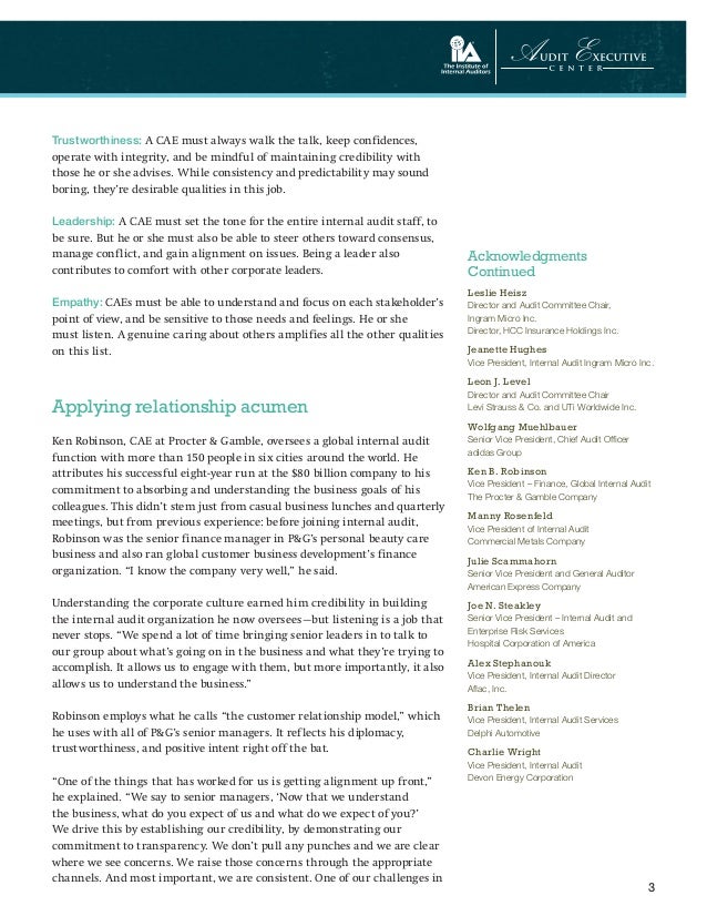internal audit and the relationship with internal audit and the relationship with