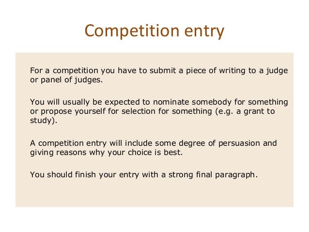 Competition entry example picture