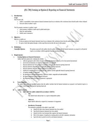 International Standards on Auditing - Summarized | PDF