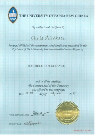 Chris Bachelor's of Science Degree