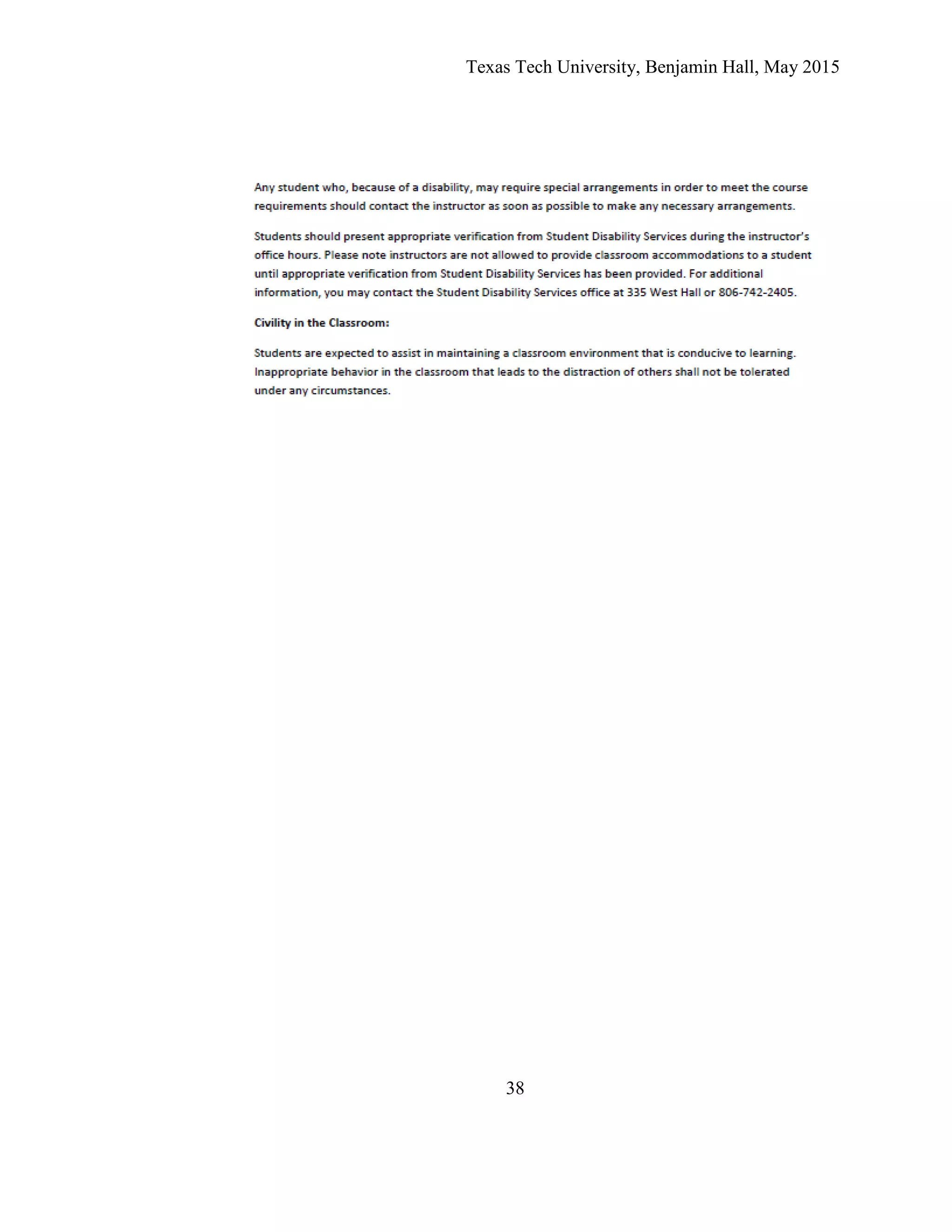 Texas Tech University, Benjamin Hall, May 2015
38
 