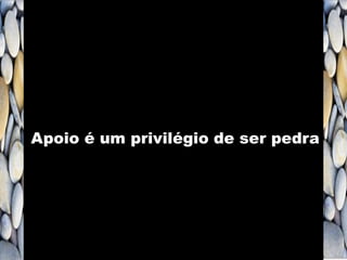 Apoio é um privilégio de ser pedra
 