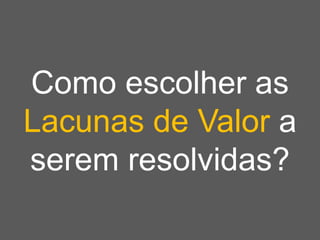 Copyright © ELO Group 2013 - Confidencial
| 24Todos os direitos reservados 2015
Como escolher as
Lacunas de Valor a
serem resolvidas?
 