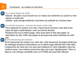 3.4Référencer son site : SEODe nombreuses règles sont à respecter pour permettre un référencement naturel optimal : exemple