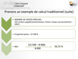 Prenons un exemple de calcul traditionnel (suite)




                (15 500 – 8 000)
                                   93,75 %
                      8 000
 