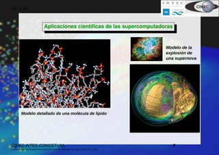 HPC en MC




                                        Aplicaciones cient´ﬁcas de las supercomputadoras
                                                          ı


                                                                                                              Modelo de la
                                                                                                              explosión de
                                                                                                              una supernova




            Modelo detallado de una molécula de lípido




CIMEC-INTEC-CONICET-UNL                                                                                         6
((version texstuff-1.2.0-25-gfa23cc8 Sun Aug 19 22:39:36 2012 -0300) (date Thu Aug 23 18:49:15 2012 -0300))
 