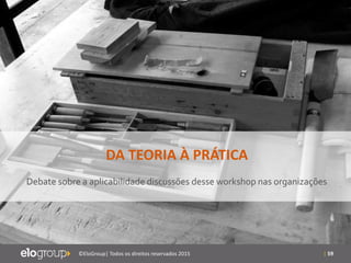 | 59©EloGroup| Todos os direitos reservados 2015
DA TEORIA À PRÁTICA
Debate sobre a aplicabilidade discussões desse workshop nas organizações
 