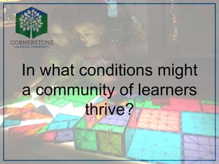 In what conditions might
a community of learners
thrive?
 
