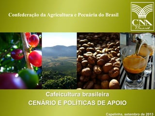 Cafeicultura brasileira
CENÁRIO E POLÍTICAS DE APOIO
Capelinha, setembro de 2013
Confederação da Agricultura e Pecuária do Brasil
Fonte:EnseiNeto
 