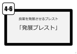 良案を発展させるブレスト
「発展ブレスト」
4-6
67
 