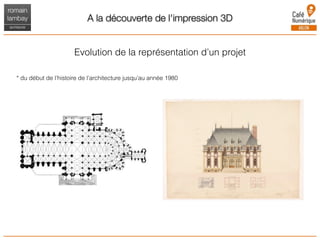 A la découverte de l'impression 3D
Evolution de la représentation d’un projet
* du début de l’histoire de l’architecture jusqu’au année 1980
 