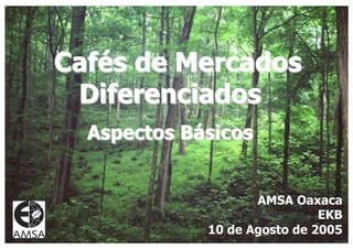 Cafés de Mercados 
Diferenciados 
Aspectos Básicos 
AMSA OAXACA 
AMSA Oaxaca 
EKB 
10 de Agosto de 2005 
 