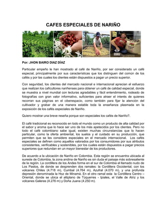 Cafes especiales de nariño tics PDF