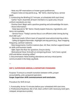 Sop Cfe Examples Café Supervisor Standard Operating Procedures.docx
