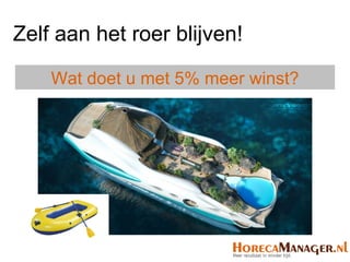 Zelf aan het roer blijven!

    Wat doet u met 5% meer winst?
 