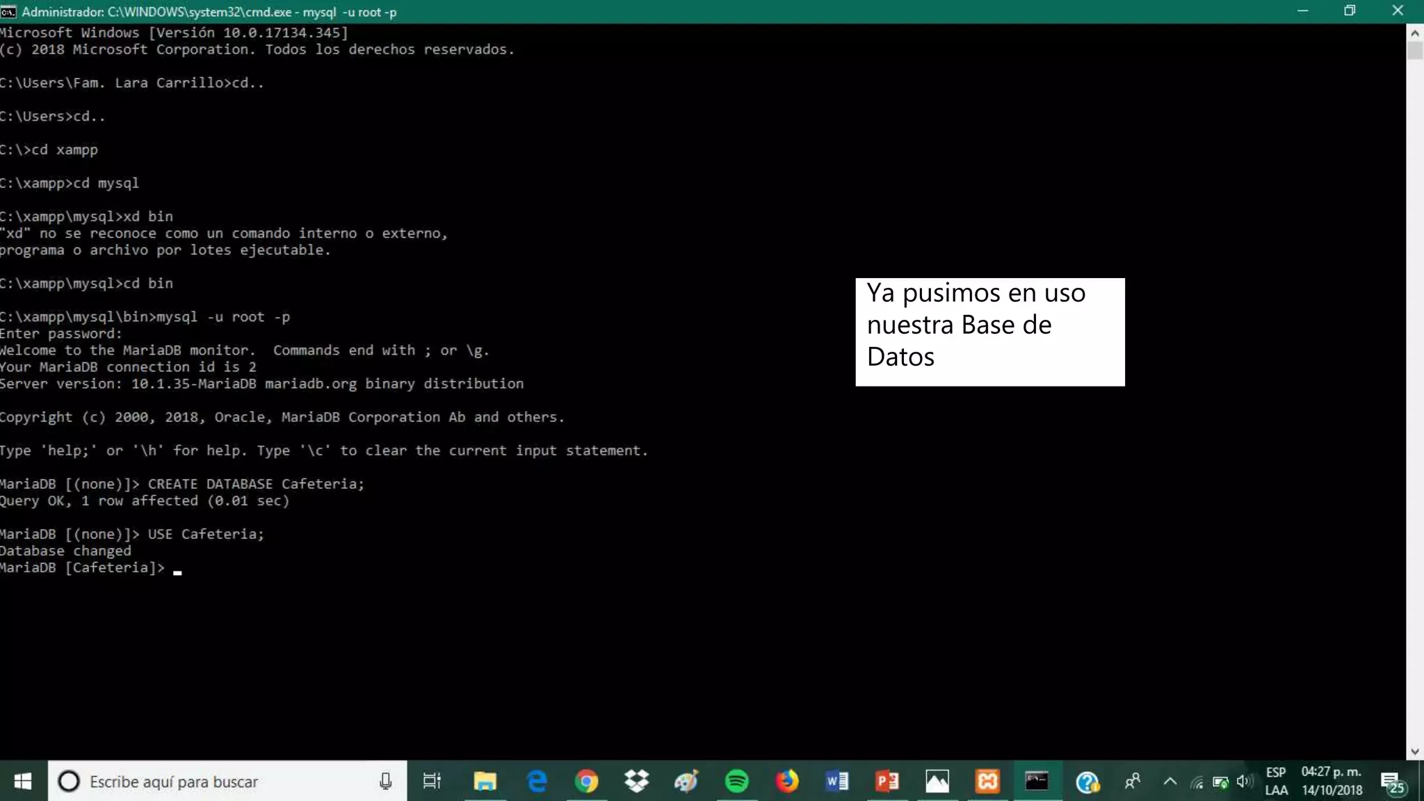 Ya pusimos en uso
nuestra Base de
Datos
 