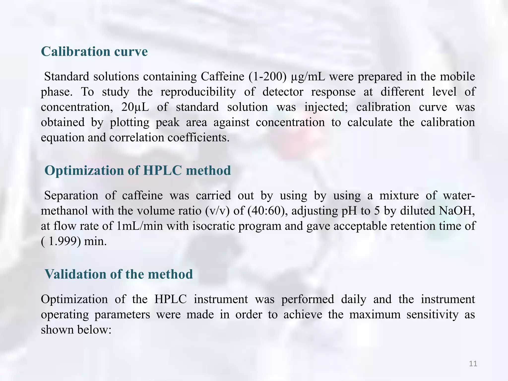 VALIDATION AND DETERMINATION OF CAFFEINE CONTENT IN ENERGY DRINKS BY ...