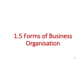 1.5 Forms of Business
Organisation
66
 