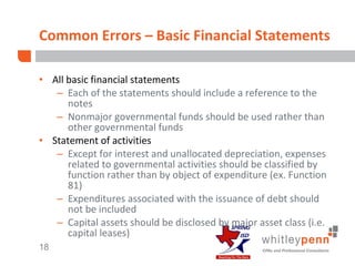 Elements of a CAFR and Common Mistakes | PPT
