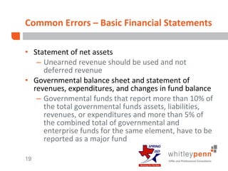 Cyefr Example Elements of a CAFR and Common Mistakes | PPT