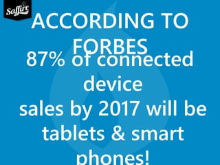 ACCORDING TO 
FORBES 
87% of connected 
device 
sales by 2017 will be 
tablets & smart 
phones! 
 