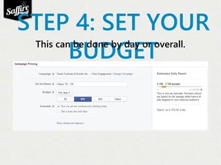 STEP 4: SET YOUR 
BUDGET This can be done by day or overall. 
 