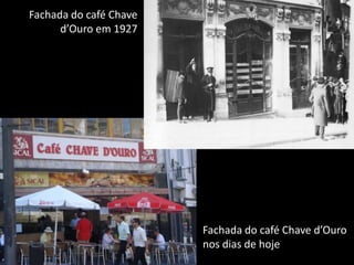 Fachada do café Chave d’Ouro em 1927Fachada do café Chave d’Ouro nos dias de hoje