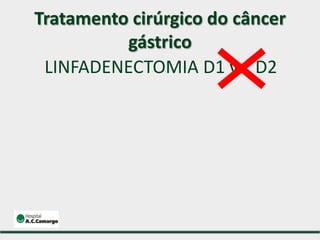 LINFADENECTOMIA D1 vs. D2
Tratamento cirúrgico do câncer
gástrico
 