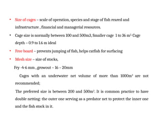 Cage culture .farming techniques and its importance | PPTX