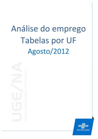 Análise do emprego
  Tabelas por UF
    Agosto/2012
 