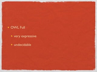 OWL Full

 very expressive

 undecidable
 