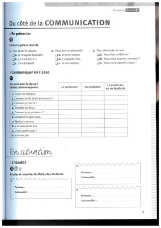 Cahier d'activités - Dossier 0 e 1 (A1)