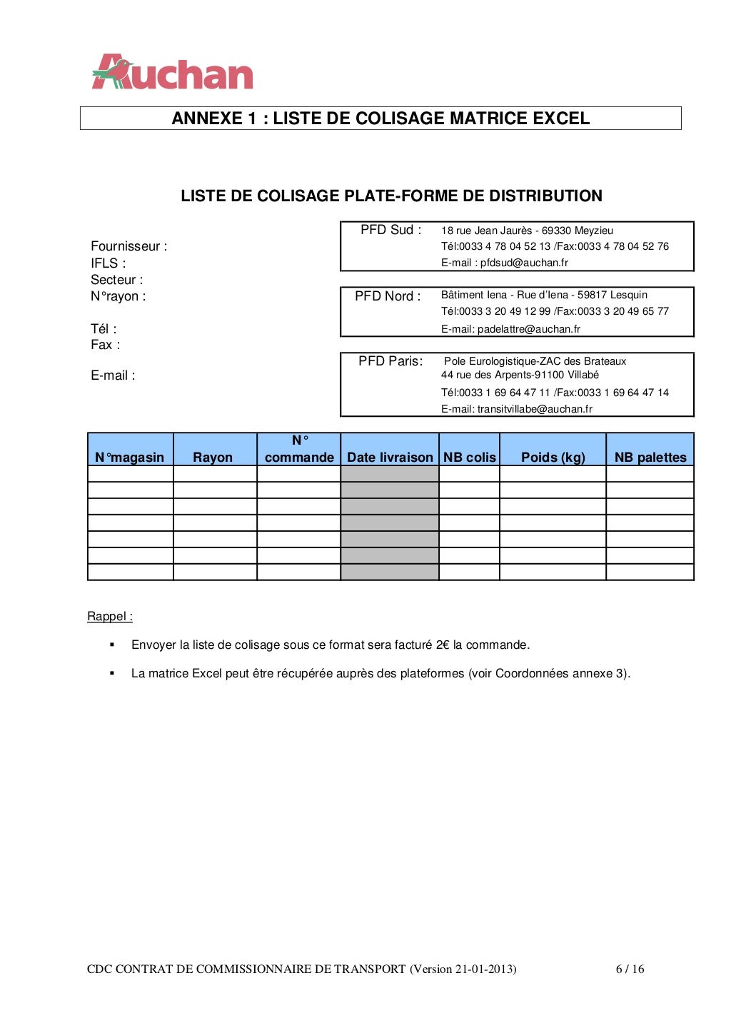 Cahier de charge transport logistique pfd
