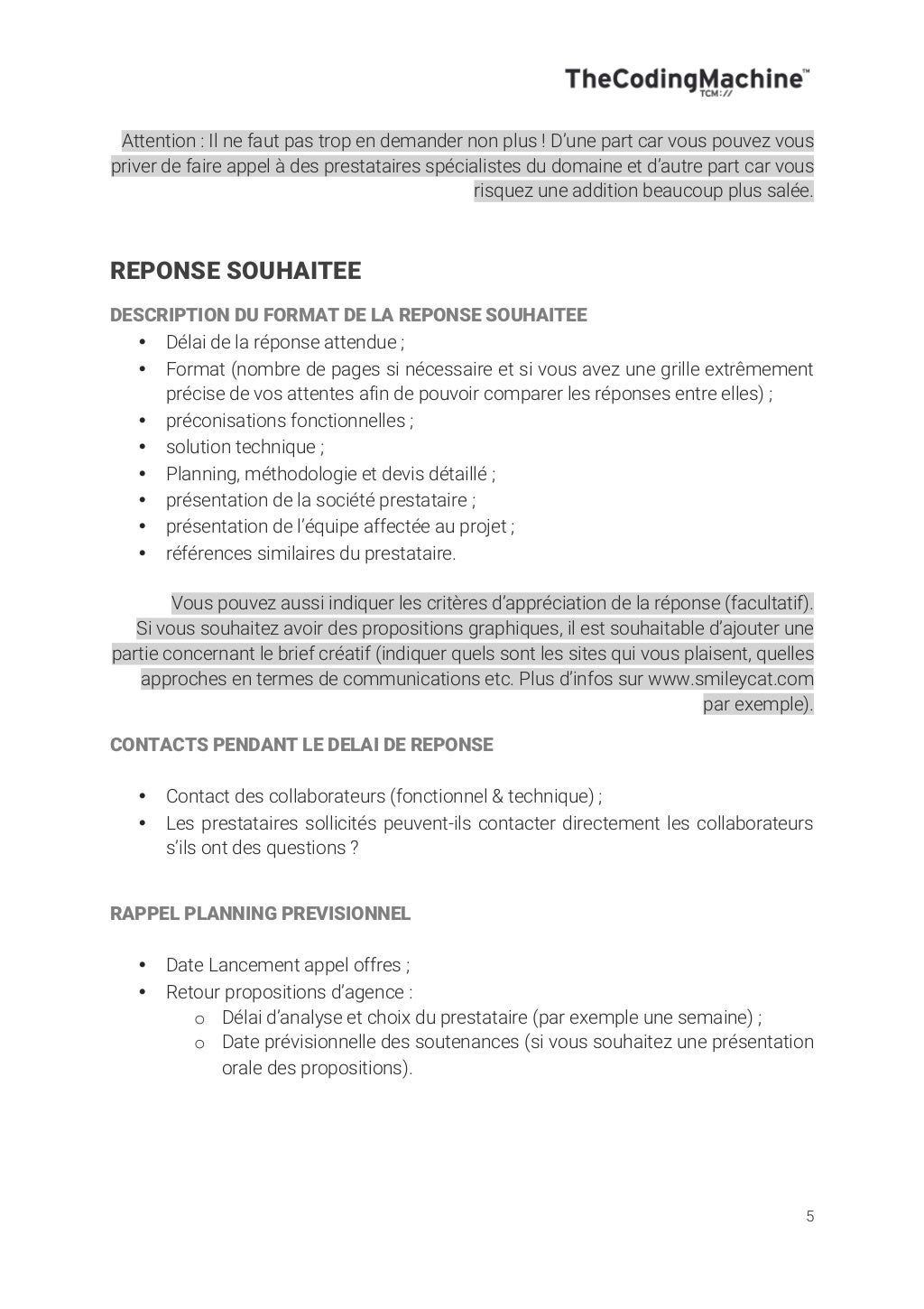 Modèle cahier des charges site web