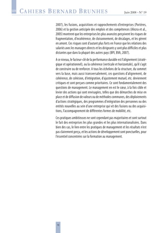 Développement des compétences managériales - Cahier Bernard Brunhes Consultants - BPI group - 2008