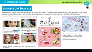#1. MON ALIMENTATION BIEN-ÊTRE
14
Les régimes ne servent plus seulement à perdre du poids. Certains nous permettent d’avoir une plus belle peau,
de plus beaux cheveux, preuve que notre alimentation a un impact sur notre bien-être intérieur ET extérieur.
MANGER POUR ÊTRE BELLE
Recettes, conseils et astuces pour être plus belle grâce à
l’alimentation.
Beauty & Food est le livre référence
d’Emilie Hebert qui vous explique
comment manger pour avoir un joli teint,
une belle peau, des cheveux brillants et
plein d’autres astuces beauté.
MAÎTRE DE MON ASSIETTE
 