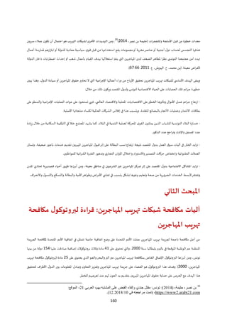 160
ٚ‫ڣامتفج‬ ‫اأسلحغ‬ ‫قبل‬ ‫من‬ ‫خطيڇع‬ ‫معٖاػ‬،ٚ‫نص‬ ‫بن‬ ‫(حليمغ‬ ‫اػ‬)29
‫سٚييڗ‬ ‫عما‬ ‫ڗ‬‫تكڤ‬ ‫أڗ‬ ‫احتماڋ‬‫هڤ‬ ‫التهٚيظ‬ ‫لشبكاػ‬ ‫ڥ‬ٚ‫اأخ‬ ‫التهٖيٖاػ‬ ‫ڣمن‬ ‫ب‬
‫أعم‬ ‫مماٙسغ‬ ‫اٛهږ‬‫ڈ‬ً‫اب‬‫أڣ‬ ‫للٖڣلغ‬ ‫معإيغ‬ ‫سياسيغ‬ ‫ڥ‬‫قڤ‬ ‫قبل‬ ‫من‬ ‫استخٖامها‬ ‫يقٸ‬ ‫مجمڤعاػ‬‫أڣ‬ ‫مخٚبغ‬ٚ‫عناص‬‫أڣ‬ ‫أجنبيغ‬ ‫ڋ‬‫ٕڣ‬ ‫لحساب‬ ٠‫التجس‬ ‫هٖفها‬‫اڋ‬
ٚ‫مظاه‬ ‫ا‬ٚ‫نظ‬ ‫التڤنس‬ ‫مجتمعنا‬ ‫أمن‬ ٕٖ‫ته‬‫الٖڣلغ‬ ‫ٕاخل‬ ‫اباػ‬ٚ‫اضط‬ ‫حٖاف‬ ‫أڣ‬ ‫شغظ‬ ‫عماڋ‬ ‫ب‬ ‫القيام‬ ‫بهٖف‬ ‫استغالها‬ ‫يتږ‬ ‫الت‬ ‫امهاجٚين‬ ‫لٖڥ‬ ‫الضعڀ‬
‫ٵب‬ ،٤‫الهڤي‬ ‫ّب‬ ،ٖ‫محم‬ ‫(بن‬ ‫معينغب‬ ٩‫ا‬ٚ‫أغ‬‫ب‬-)‫ب‬
‫امهاجٚي‬ ‫ځ‬‫حقڤ‬ ‫تحًڇم‬ ‫ا‬ ‫الت‬ ‫اميغ‬ٚ‫اإج‬ ‫أعمالها‬ ‫ڣٙا‬ ‫من‬ ٍ‫اأٙبا‬ ‫تحقيڄ‬ ‫امهاجٚين‬ ‫تهٚيظ‬ ‫لشبكاػ‬ ‫اأساس‬ ‫الهٖف‬ ‫ڣيبقى‬‫يبيڗ‬ ‫ڣه٘ا‬ ،‫ڋ‬‫الٖڣ‬ ‫سيإع‬‫أڣ‬ ‫ن‬
:‫خاڋ‬ ‫من‬ ‫ٗلڊ‬ ‫ڗ‬‫ڣيكڤ‬ ٖ‫امقص‬ ‫ڋ‬‫ڣلٖڣ‬ ٠‫لتڤن‬ ‫ااقتصإيغ‬ ‫الحياع‬ ‫علګ‬ ‫العصاباػ‬ ‫تلڊ‬ ‫ائږ‬ٚ‫ج‬ ‫خطڤٙع‬
-‫ڣ‬ ‫اميغ‬ٚ‫اإج‬ ‫العملياػ‬ ٖ‫عڤائ‬ ‫علګ‬ ٗ‫تستحڤ‬ ‫فه‬ ، ‫العالم‬ ٕ‫ڣااقتصا‬ ‫امحليغ‬ ‫ااقتصإياػ‬ ‫علګ‬‫الخطيڇ‬ ‫ثيڇها‬ ‫ڣت‬ ‫اأمڤاڋ‬ ‫غسل‬ ‫ائږ‬ٚ‫ج‬ ‫اٙتفاٵ‬‫علګ‬‫السطڤ‬
‫بطاقاػ‬‫اأصليغب‬ ‫منتجاتها‬ ٕ‫لكسا‬ ‫العاميغ‬ ‫الشٚكاػ‬ ٝ‫فا‬ ‫ي‬ ‫ه٘ا‬ ‫ڣيتسبظ‬ ،‫امقلٖع‬ ‫بالبضائٸ‬ٙ‫ااتجا‬ ‫ڣعملياػ‬ ‫اائتماڗ‬
-‫السكانيغ‬ ‫الًڇكيبغ‬ ‫ي‬ ‫خلا‬ ‫امجتمٸ‬ ٖ‫يشه‬ ‫كما‬ ،ٕ‫البا‬ ‫ي‬ ‫التنميغ‬ ‫لعمليغ‬ ‫امحٚكغ‬ ‫ڥ‬‫القڤ‬ ‫ڗ‬‫يمثلڤ‬ ‫ال٘ين‬ ‫للشباب‬ ‫التڤنسيغ‬ ٕ‫البا‬ ‫خساٙع‬‫ٛيإع‬ ‫خاڋ‬ ‫من‬
‫امسني‬ ٕٖ‫ع‬‫ال٘كڤٙب‬ ٕٖ‫ع‬ ‫اجٸ‬ٚ‫ڣت‬ ‫ڣاإناف‬ ‫ڗ‬
-،‫ضعيفغ‬ ٙ‫جڤ‬ ‫ب‬ ‫خٖماػ‬ ‫تقٖيږ‬ ‫امهٚبيڗ‬ ‫امهاجٚين‬ ‫ڋ‬‫قبڤ‬ٚ‫ث‬ ‫علګ‬ ‫البطالغ‬ ‫نسظ‬ ‫اٙتفاٵ‬ ‫نتيجغ‬ ٖ‫امقص‬ ‫ڋ‬‫بٖڣ‬ ‫العمل‬ ‫ځ‬‫سڤ‬ ‫لياػ‬ ‫ي‬ ‫الخلل‬ ٖ‫اي‬ٜ‫ت‬‫ڣتسلل‬
‫القٖٙع‬ ٙ‫ڣتٖهڤ‬ ‫ڬ‬ٙ‫التجا‬ ‫اڗ‬‫ڈ‬‫امي‬ ‫ڣاختاڋ‬ ٕ‫ا‬‫ڇ‬‫ڣااستي‬ٚ‫التصٖي‬ ‫حٚكاػ‬ ٩‫ڣانخفا‬ ‫العشڤائيغ‬ ‫العماػ‬‫للمڤاطنيڗب‬ ‫ائيغ‬ٚ‫الش‬
-‫تحاٗڬ‬ ‫قصٖيٚيغ‬ ‫أحيا‬ ٙ‫ظهڤ‬ ‫أبٚٛها‬ ‫ڣمن‬ ،‫معينغ‬ ‫مناطڄ‬ ‫ي‬ ‫الشٚعييڗ‬‫غيڇ‬ ‫امهاجٚين‬ٜ‫تمٚك‬ٚ‫ث‬ ‫علګ‬ ٖ‫امقص‬ ‫ڋ‬‫بٖڣ‬ ‫ااجتماعيغ‬ ‫امشاكل‬ ٖ‫اي‬ٜ‫ت‬‫امٖڗ‬
‫ڣ‬ ‫ڣالبطالغ‬ ‫اأميغ‬ٚ‫ڣظڤاه‬ ٩‫ا‬ٚ‫اأم‬ ‫تفش‬ ‫ي‬ ‫يتسبظ‬ ‫بشكل‬ ‫ڣغيڇها‬ ‫ڣتعليږ‬ ‫صحغ‬ ‫من‬ ‫الضٚڣٙيغ‬ ‫الخٖماػ‬ ٰ‫أبس‬ٚ‫ڣتفتق‬‫افب‬ٚ‫ڣاانح‬ ‫ڋ‬‫ڣالتسڤ‬ ‫التسكٸ‬
‫الثاني‬ ‫امبحث‬
‫مكافحغ‬ ‫ل‬‫ڣتوكو‬ ‫لب‬ ‫ع‬ ‫قٚا‬ :‫امهاجٚين‬ ‫تهٚيظ‬ ‫شبكاػ‬ ‫مكافحغ‬ ‫لياػ‬
‫امهاجٚين‬ ‫تهٚيظ‬
‫الج‬ ‫مكافحغ‬ ‫امتحٖع‬ ‫اأمږ‬ ‫اتفاقيغ‬ ‫ي‬ ‫تتمثل‬ ‫خاصغ‬ ‫اتفاقيغ‬ ‫ڣضٸ‬ ‫علګ‬ ‫امتحٖع‬ ‫اأمږ‬ ‫عملـ‬ ‫امهاجٚين‬ ‫يظ‬ٚ‫ته‬ ‫لجٚيمغ‬ ‫ناجحغ‬ ‫مكافحغ‬ ‫أجل‬ ‫من‬‫ٚيمغ‬
‫امنظمغ‬‫سنغ‬ ‫يطاليا‬ ‫ب‬ ‫باليڇم‬ ‫ي‬ ‫امڤقعغ‬ ‫الڤطنيغ‬‫عبڇ‬‫علګ‬ ‫ڬ‬‫تحتڤ‬ ‫ڣالت‬ ،‫عليها‬ ‫صإقـ‬ ‫ضافيغ‬ ‫بٚڣتڤكڤاػ‬ ‫ڣثاف‬ ‫مإع‬‫بينها‬ ‫من‬ ‫ٕڣلغ‬
‫علګ‬ ‫ڬ‬‫يحتڤ‬ ‫ال٘ڬ‬‫ڣالجڤ‬ٚ‫ڣالبح‬‫البڇ‬‫عبڇ‬ ‫امهاجٚين‬ ‫تهٚيظ‬ ‫بمكافحغ‬ ٥‫الخا‬ ‫ي‬ ‫اإضا‬ ‫ڋ‬‫البڇڣتڤكڤ‬ ‫أبٚٛها‬ ‫ڣمن‬ ،٠‫تڤن‬‫ت‬ ‫مكافحغ‬ ‫ڋ‬‫(بٚڣتڤكڤ‬ ‫مإع‬‫هٚيظ‬
،‫امهاجٚين‬‫لتحقيڄ‬ ‫اف‬ٚ‫اأط‬ ‫ڋ‬‫الٖڣ‬ ‫بيڗ‬ ‫امعلڤماػ‬ ‫ڣتبإڋ‬ ‫ڗ‬‫التعاڣ‬ٜ‫ڣتعٜي‬ ‫امهاجٚين‬ ‫تهٚيظ‬ ‫جٚيمغ‬ ‫علګ‬ ‫القضا‬ ‫هڤ‬ ‫ڋ‬‫البڇڣتڤكڤ‬ ‫ه٘ا‬ ‫ڣهٖف‬ ‫)ب‬
‫للخطٚب‬ ‫تعٚضهږ‬ ٖ‫عن‬ ‫لهږ‬ ‫ڗ‬‫العڤ‬ ٖ‫ي‬ ‫بتقٖيږ‬ ‫امهٚبيڗ‬ ‫امهاجٚين‬ ‫ځ‬‫حقڤ‬ ‫حمايغ‬ ‫علګ‬ ٥ٚ‫الح‬ ‫مٸ‬ ‫الهٖف‬ ‫ه٘ا‬
29
( ، ‫ي‬ ‫ح‬ ، ‫نص‬ ‫بن‬2014‫بي‬ ‫الع‬ ،‫م‬ ‫ب‬ ‫ه‬ ‫ال‬ ‫ع‬ ‫ض‬ ‫الق‬ ‫ء‬ ‫إلق‬ ‫د‬ ‫ج‬ ‫ل‬ ‫مق‬ :‫تونس‬ :)21:‫وقع‬ ‫ال‬ ،
https://www2.arabi21.com( ،‫في‬ ‫ه‬ ‫اجع‬ ‫م‬ ‫ت‬ ‫ت‬10/12.2018.)
 