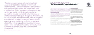 11
Tous auteurs, tous concepteurs ?
UNE MARÉE DE CONTENUS
ET DE PRODUCTIONS MÉDIOCRES,
VOIRE DANGEREUX.
MÉDIAS “CLASSIQUES”
INDUSTRIES CULTURELLES
Les “vrais” créateurs ne ressortent
plus et n'ont plus les moyens de vivre.
Ça peut produire des horreurs ! (armes
en impression 3D, bioterrorisme...).
Une innovation “de comité” qui produit
des choses solides, mais pas novatrices.
On ne sait plus engager des grands
projets de type Appolo.
Des voix, des créateurs, des propositions
qui n'auraient jamais émergé autrement.
La coproduction peut produire des résultats
spectaculaires à grande échelle.
DES CHOSES INIMAGINABLES
AUPARAVANT.
“LONGUE TRAINE” & CROWFUNDING
L'IMPORTANT EST QUE LES GENS
SE SENTENT "AUTORISÉS" À CRÉER,
À S'EXPRIMER, À AGIR !
GOUROUS
La “longue traîne” fait coexister des
propositions pour des micro-publics.
Des formes de “curation” automatiques
ou manuelles émergent.
Pour avoir le meilleur, il faut accepter
des masses de contenus sans grande
valeur.
LE TRI VA SE FAIRE !
L'OPPORTUNITÉ DE CRÉER
DES BIENS COMMUNS, DE DÉFENDRE
CEUX QUI EXISTENT.
MILITANTS, ACTEURS DU “LIBRE”
Infrastructures des nouveaux communs :
lieux ouverts, licences libres, etc.
LES ACTEURS DU WEB GAGNENT
DE L'ARGENT EN PERMETTANT
À L’UTILISATEURS DE CRÉER.
cf. le rôle de Twitter et Facebook
dans les printemps arabes, etc.
La valorisation de la “longue traîne”
par les plates-formes 2.0.
ABUS DU “CROWDSOURCING”
NO!SPEC MOVEMENT
Trouver des réponses de R&D via
des plates-formes de chercheurs salariés.
Faire produire des contenus par
ses utilisateurs et en conserver la propriété.
Prolétariser les indépendants par un travail
gratuit suite à des appels d'offres.
UNE CAPTURE DES CONTRIBUTIONS
PAR QUELQUES PLATES-FORMES
DU WEB 2.0.
PLATES-FORMES DU WEB 2.0
CNIL, ACLU & N. COLIN, P. COLLIN
Capture des données personnelles.
“Travail gratuit”. (Colin & Collin)
LES CONSÉQUENCES
DE CETTE TRANSFORMATION
SONT-ELLES SOUHAITABLES ?
UN PHÉNOMENE TRÈS
CIRCONSCRIT OU QUI A VOCATION
À S’ÉTENDRE ?
QU’EST-CE QUE ÇA PRODUIT
DE NOUVEAU ?
LA MOBILISATION DES CAPACITÉS
DE LA MULTITUDE PROFITE-T-ELLE
À LA MULTITUDE ?
INNOVATION, ÉCONOMIE ET INDUSTRIE
Tous auteurs, tous concepteurs ?
 