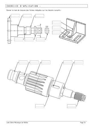 Labo Génie Mécanique de Kélibia Page 24
EXERCICE D’APLICATION :
Donner le nom de chacune des formes indiquées sur les dessins suivants :
…………… ……………
……………
……………
…………………………
……………
……………
……………
……………
……………………………………………………
……………
……………
 