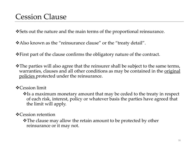 Reinsurance Contract Wordings treaty