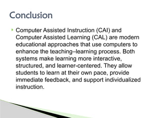 Comprehensive Overview of Computer Assisted Instruction and Learning in ...
